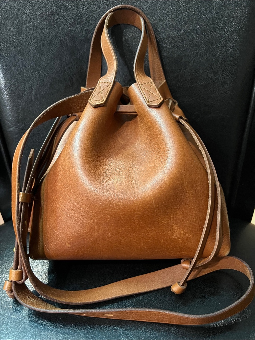 Madewell Chestnut Brown Leather Crossbody Tote